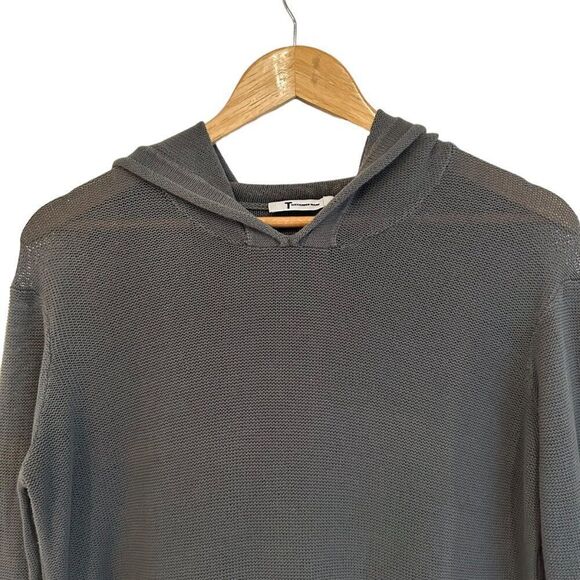 T Alexander Wang Grey 100% Cotton Knit Hooded Crewneck Sweater Size Small - Picture 3 of 6